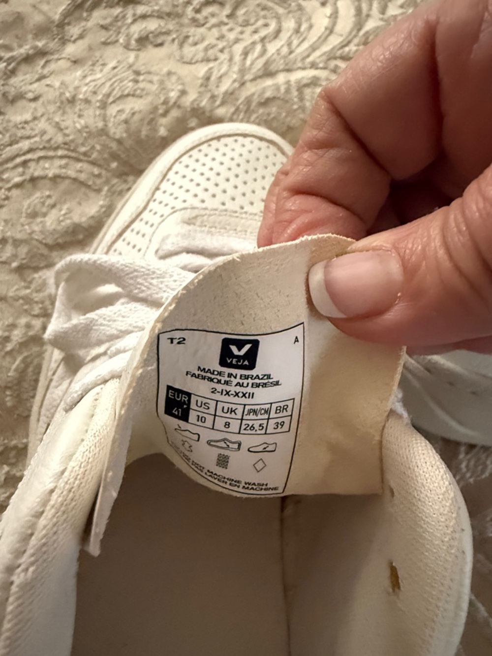 Veja White Sneakers with Champagne Accents - Women's - Picture 5 of 5
